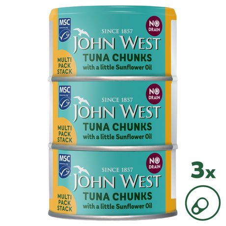 John West No Drain Tuna Chunks With A Little Sunflower Oil Msc 3 x 100 g