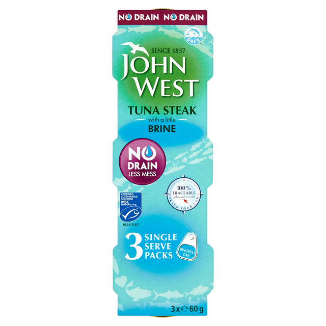 John West No Drain Tuna Steak In Brine 3 x 60 g