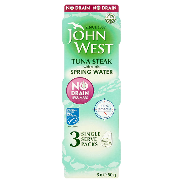 John West No Drain Tuna Steak In Spring Water 3 x 60 g