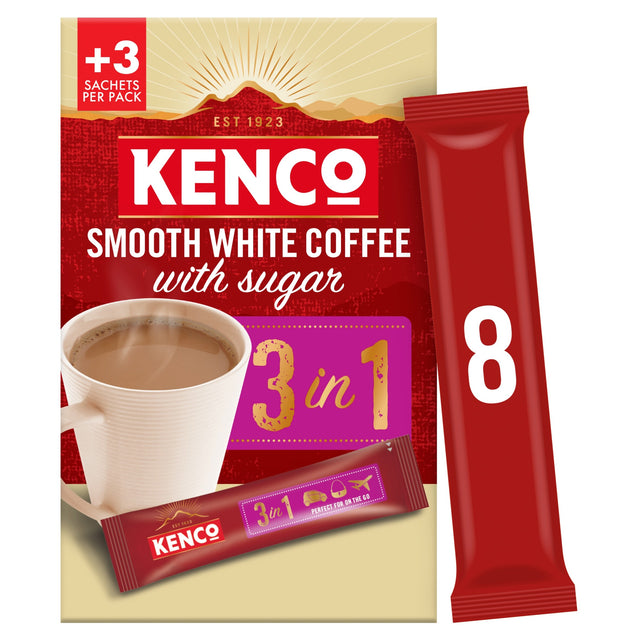 Kenco 3 in 1 Smooth White Instant Coffee Sachets 8 x 12.6 g