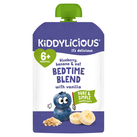 Kiddylicious Pouches Bedtime Blend Blueberry Banana & Oat 6 Months+ 100 g