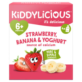 Kiddylicious Pouches Strawberry Banana & Yoghurt 6 Months+ 4 x 100 g