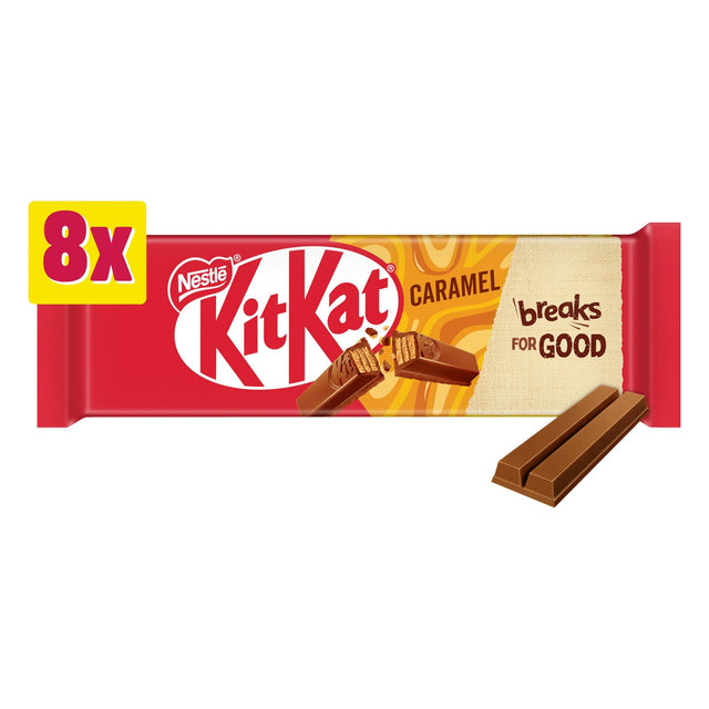 Kit Kat 2 Finger Caramel Milk Chocolate Biscuit Bars 8 Pack Multi-Pack 165.6 g