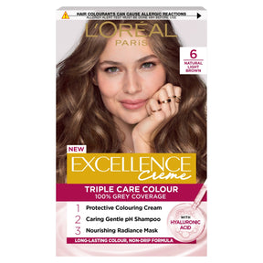 L'Oreal Paris Excellence Creme 6 Natural Light Brown Permanent Hair Dye