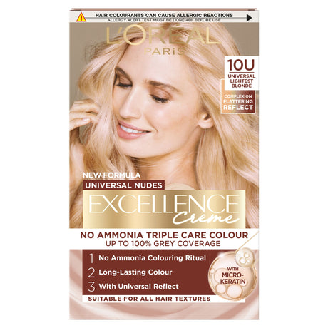 L'Oreal Paris Excellence Nudes Universal 10U Lightest Blonde Permanent Hair Dye