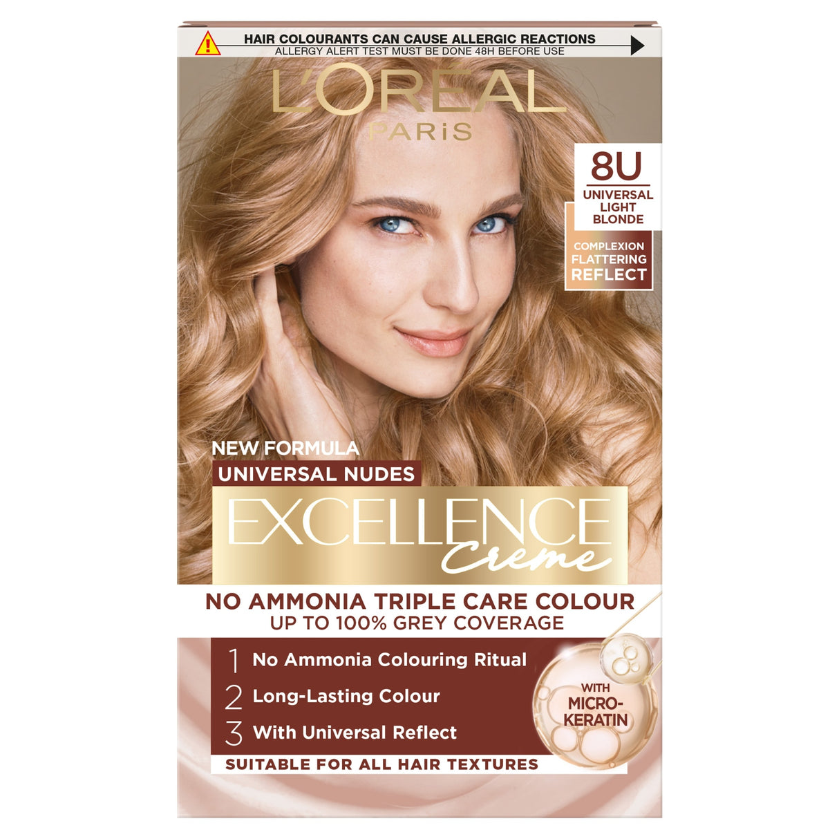 L'Oreal Paris Excellence Universal Nudes 8U Light Blonde Permanent Hair Dye