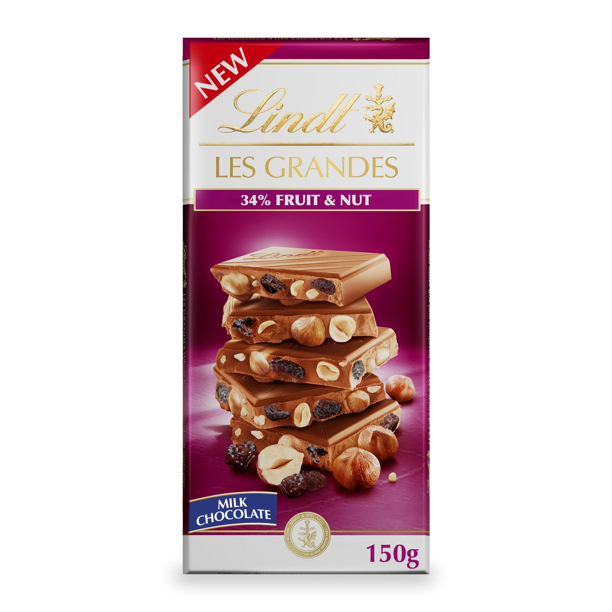 Lindt Les Grandes Chocolate Bar With 34% Fruit & Nut 150 g