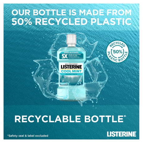 Listerine Zero Alcohol Cool Mint Milder Taste Mouthwash 500 ml