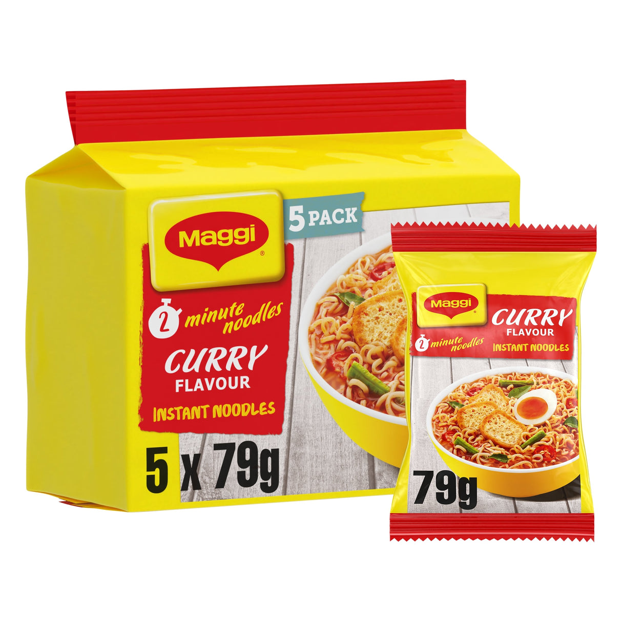 Maggi 2-Minute Instant Noodles Curry Flavour 5 x 79 g