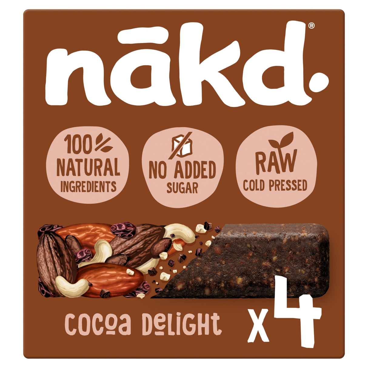 Nakd Cocoa Delight Bars Fruit Peanut 4 Pack 140 g