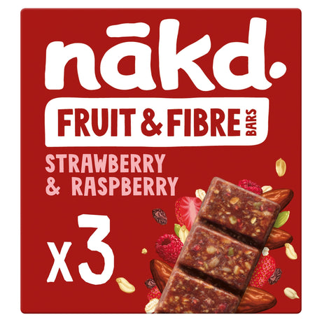 Nakd Fruit & Fibre Strawberry & Raspberry Bars 3 x 44 g