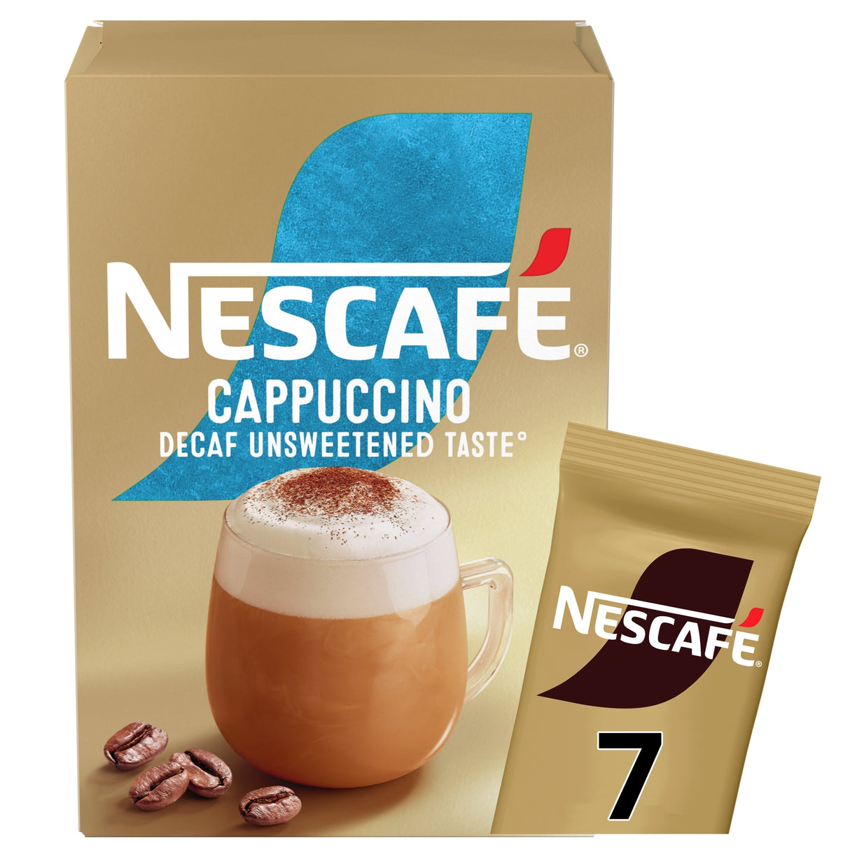 Nescafe Cappuccino Decaf Unsweetened Instant Coffee 7 Sachets