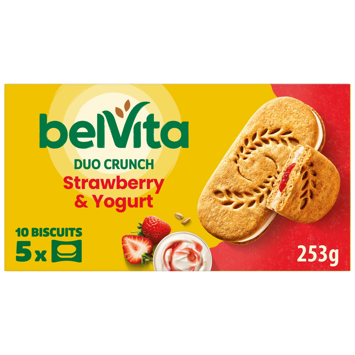 Belvita Breakfast Strawberry & Yogurt Crunch Cereal Biscuit Snack Bars Pack 5 x 50.6 g