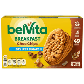 Belvita Cocoa Chocolate Chip Cereal Biscuit Snack Bars Pack 5 x 45 g