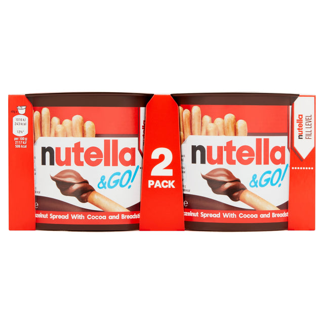 Nutella & Go! Hazelnut Chocolate Spread & Breadsticks Snack Pot Multi-Pack 2 x 48 g