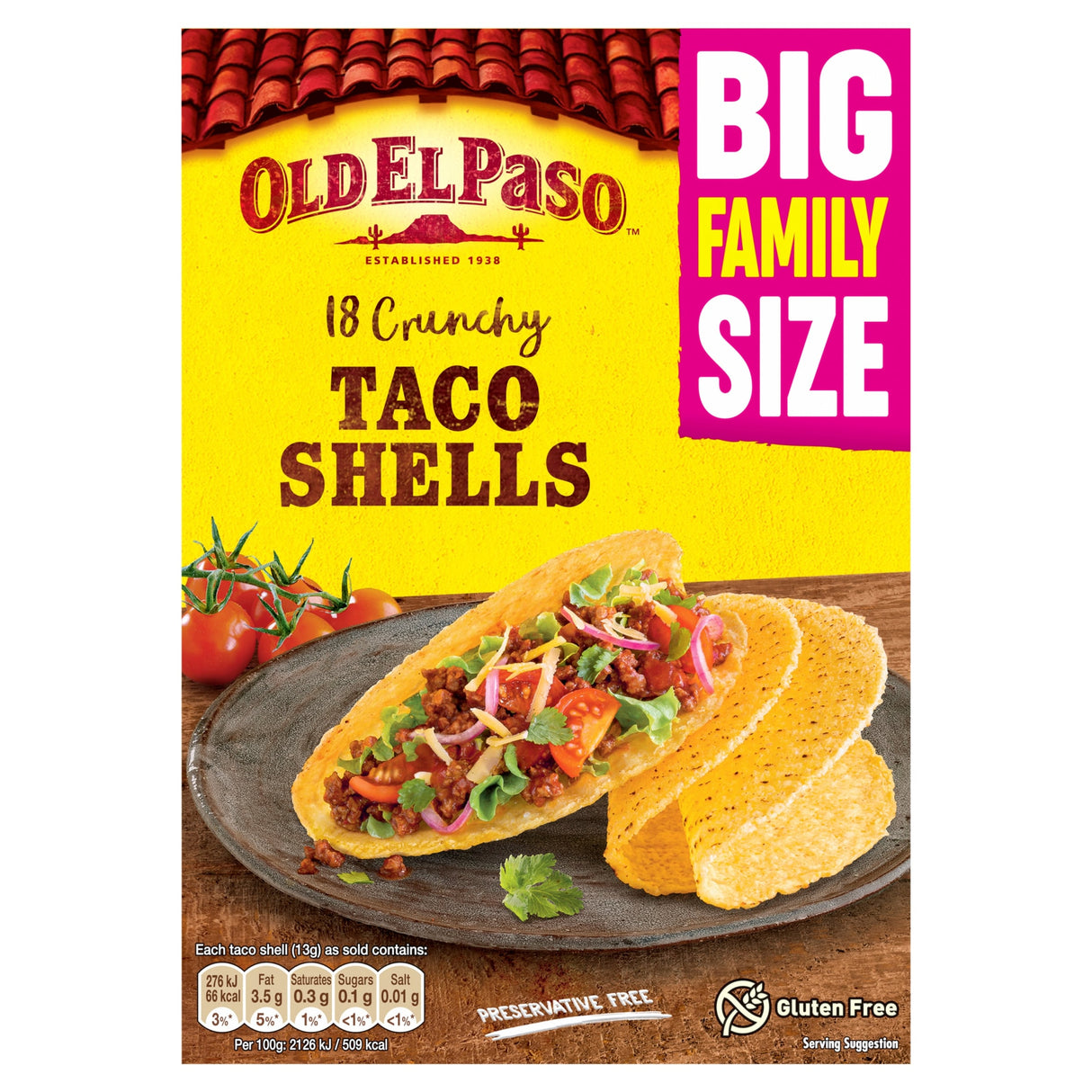 Old El Paso 18 Crunchy Taco Shells Family Pack 234 g