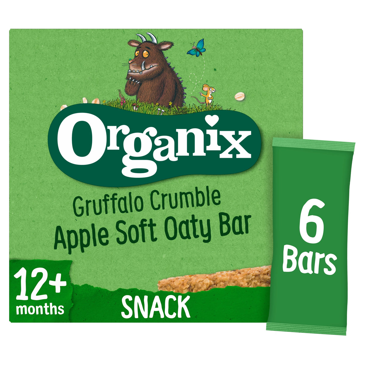Organix Gruffalo Crumble Apple Organic Soft Oaty Bars Toddler Snack Multi-Pack 6 x 23 g