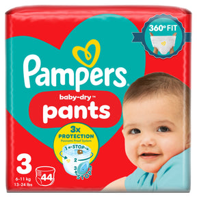 Pampers Baby-Dry Nappy Pants Size 3 Essential Pack 44 Pack