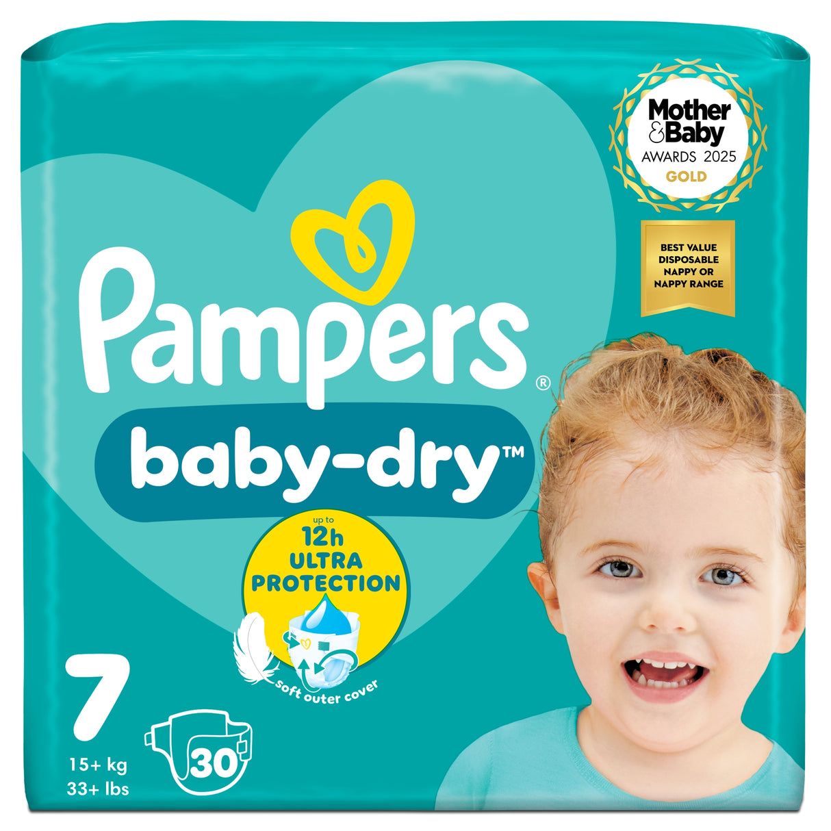 Pampers Baby-Dry Size 7 Nappies 30 Pack