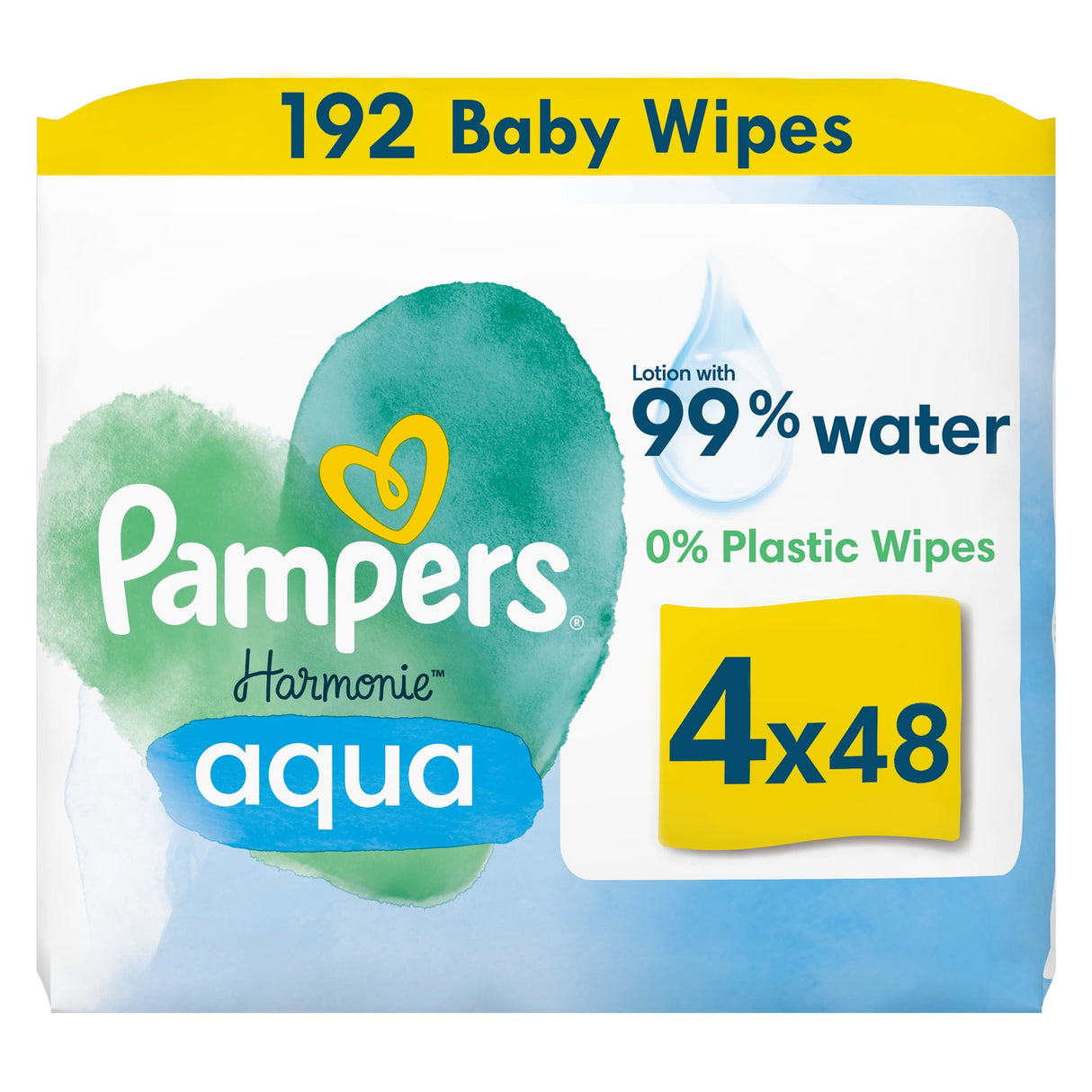 Pampers Harmonie Aqua Baby Wipes 4 x 48 Pack 192 Wipes