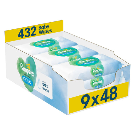 Pampers Harmonie Aqua Baby Wipes 9 x 48 Wipes