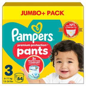 Pampers New Baby Nappy Pants Size 3 Jumbo Pack 64 Nappies