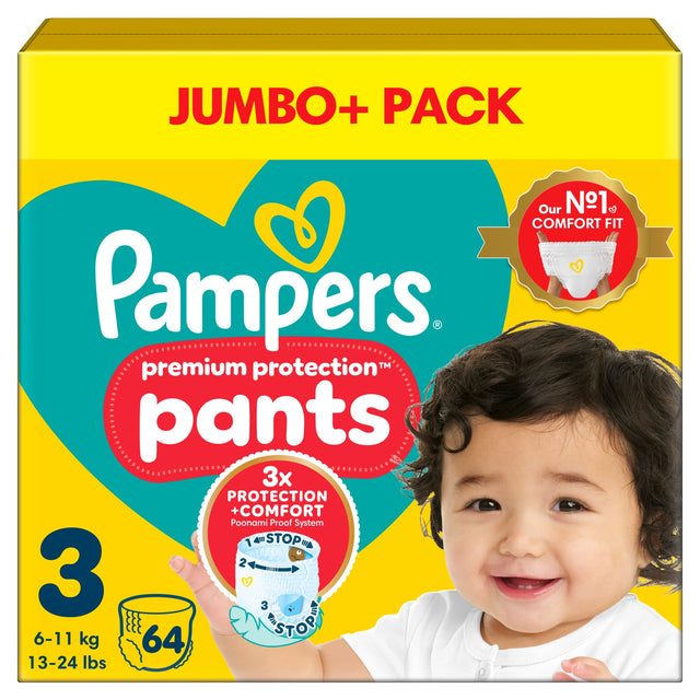 Pampers New Baby Nappy Pants Size 3 Jumbo Pack 64 Nappies