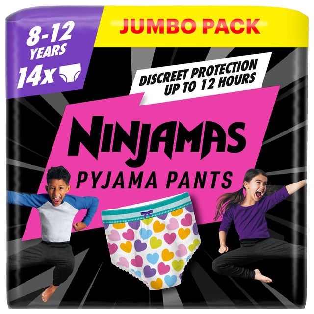 Pampers Ninjamas Pink Pyjama Pants 8-12 Years 14 Pack