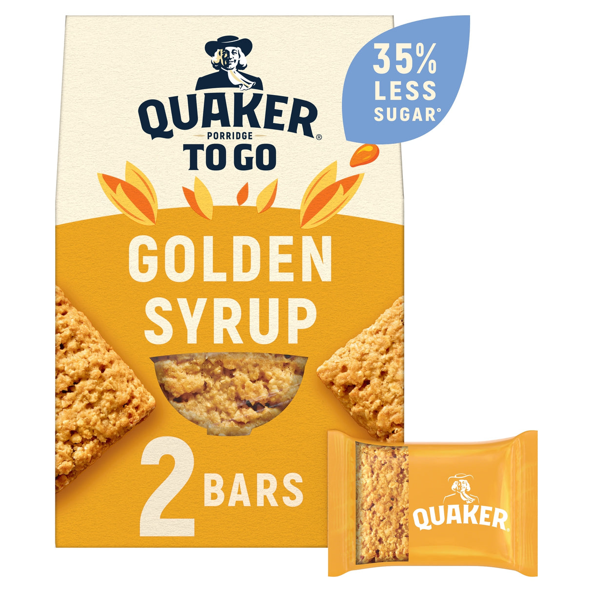 Quaker Breakfast Bars Golden Syrup Porridge To Go 2 x 55 g