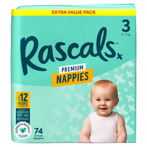 Rascal + Friends Premium Nappies Size 3 Jumbo 74 Pack