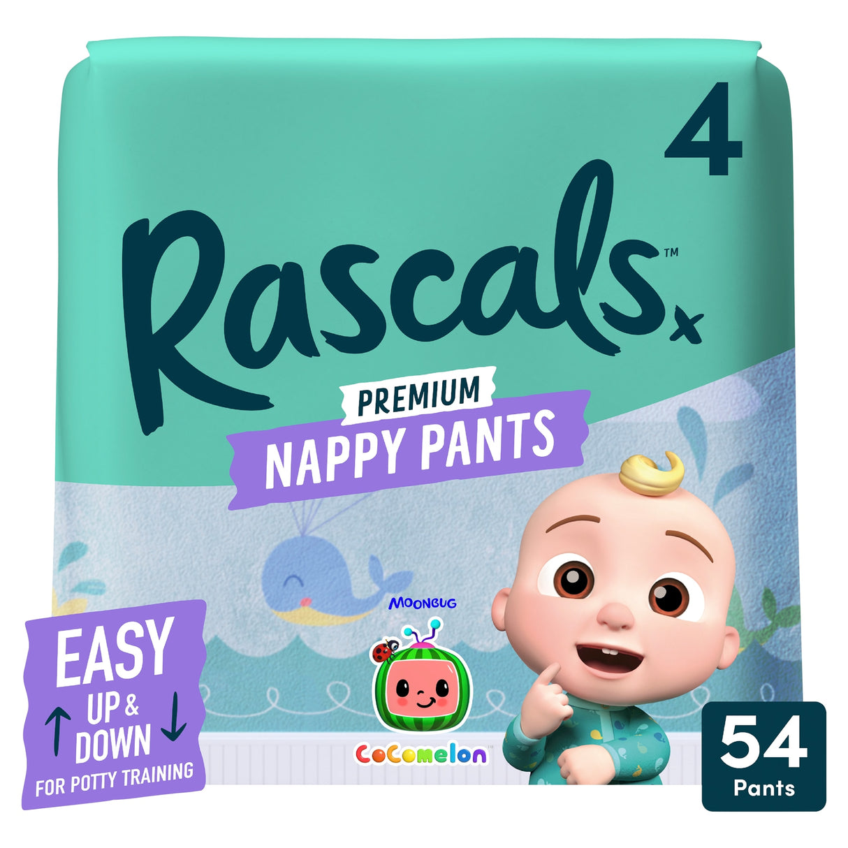 Rascals Premium Cocomelon Nappy Pants Size 4 54 Pack