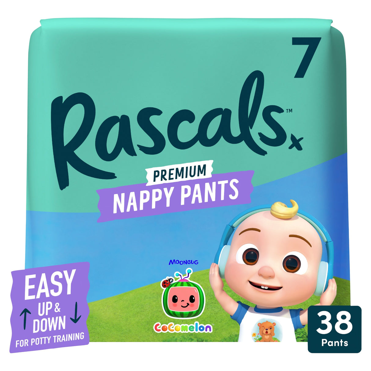 Rascals Premium Cocomelon Nappy Pants Size 7 38 Jumbo Pack