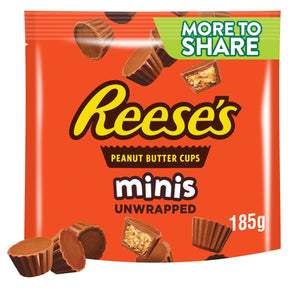 Reese's Milk Chocolate Peanut Butter Cups Mini's Unwrapped More To Share Pouch 185 g