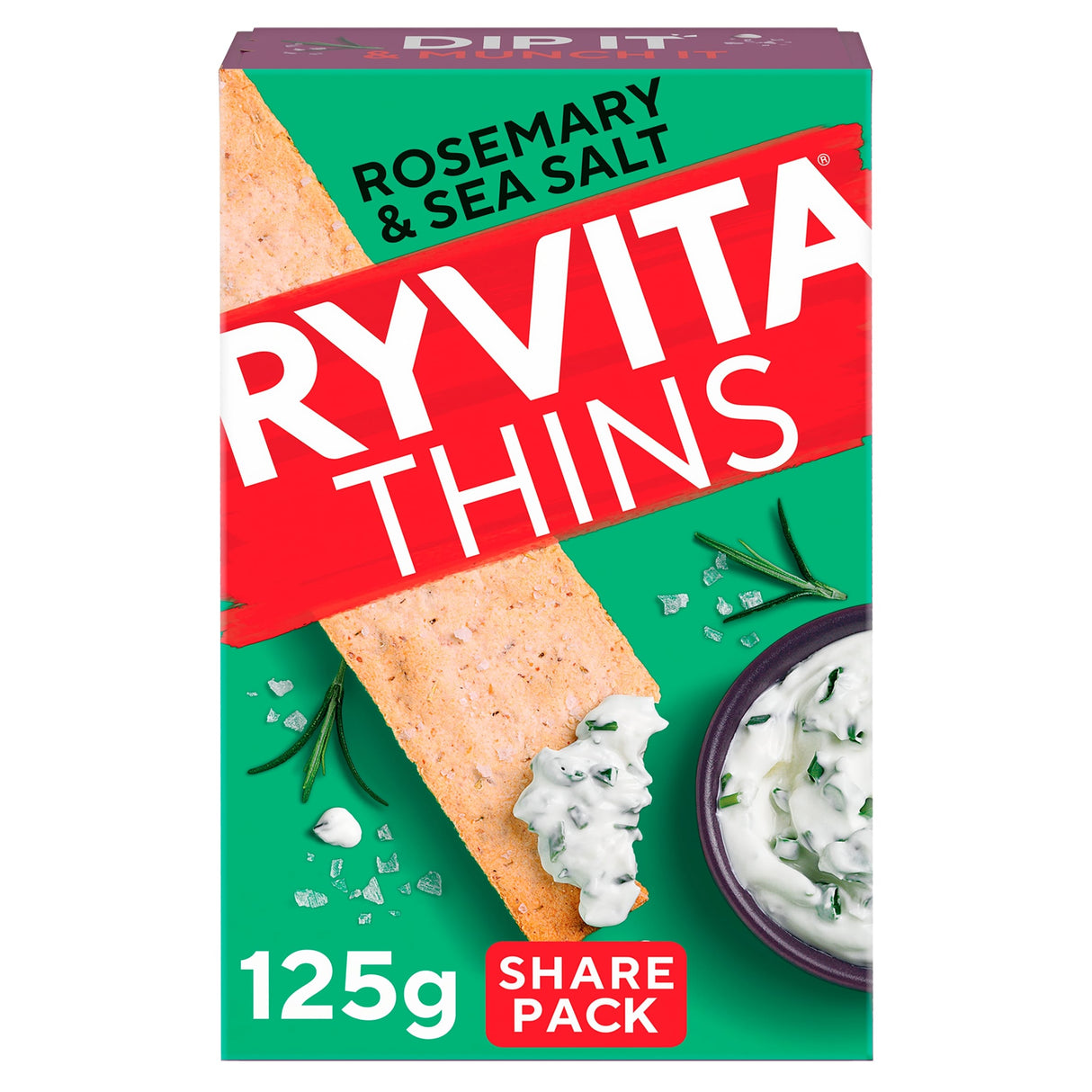 Ryvita Thins Flatbreads Rosemary & Sea Salt 125 g