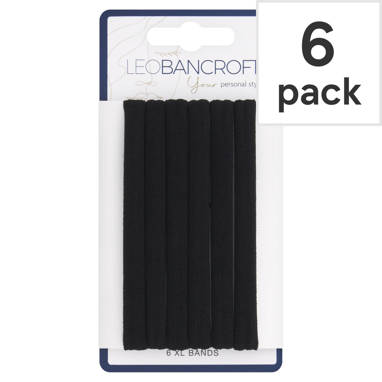 Leo Bancroft Extra Large Soft Bands Black 6 Pack
