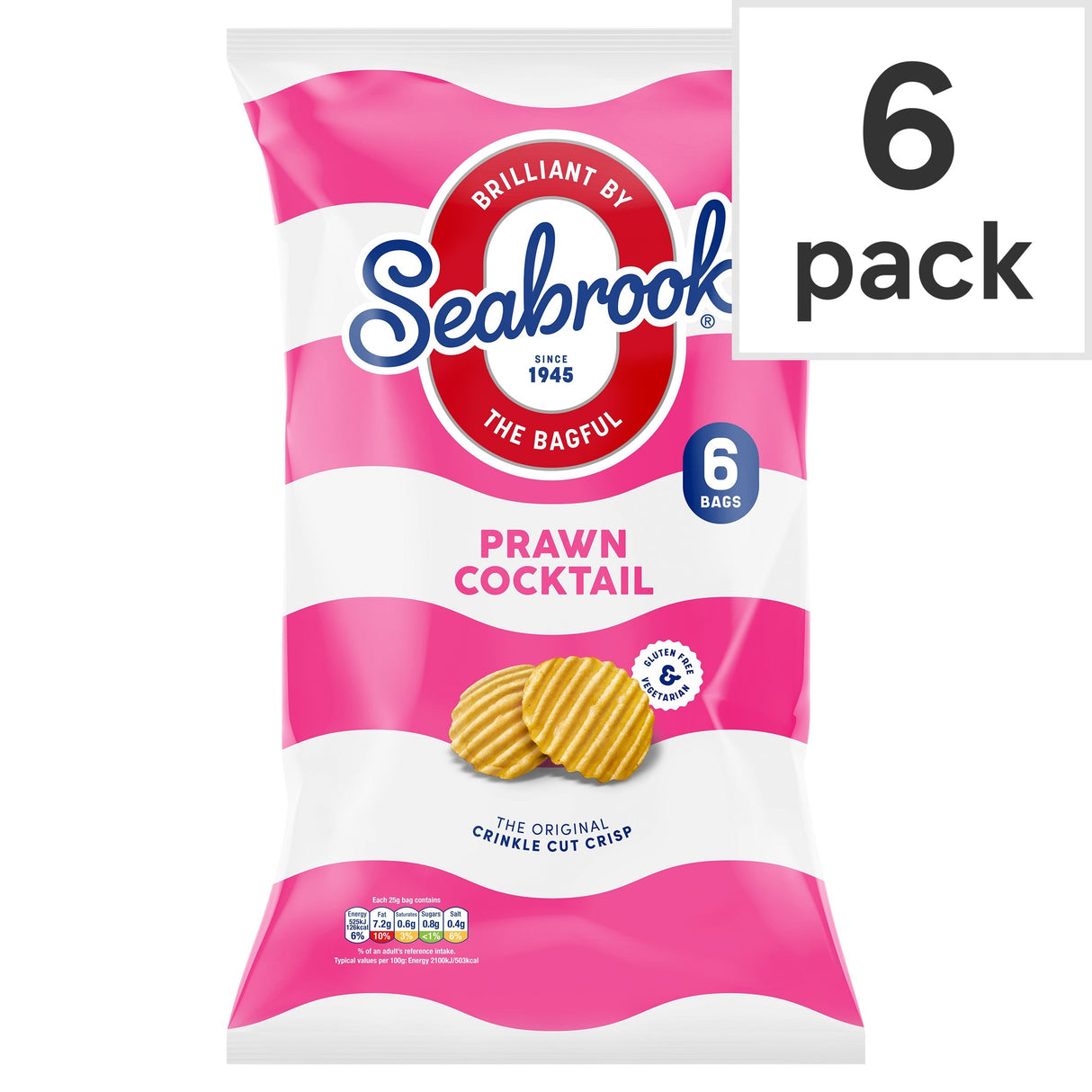 Seabrook Prawn Cocktail Crisps 6 Pack