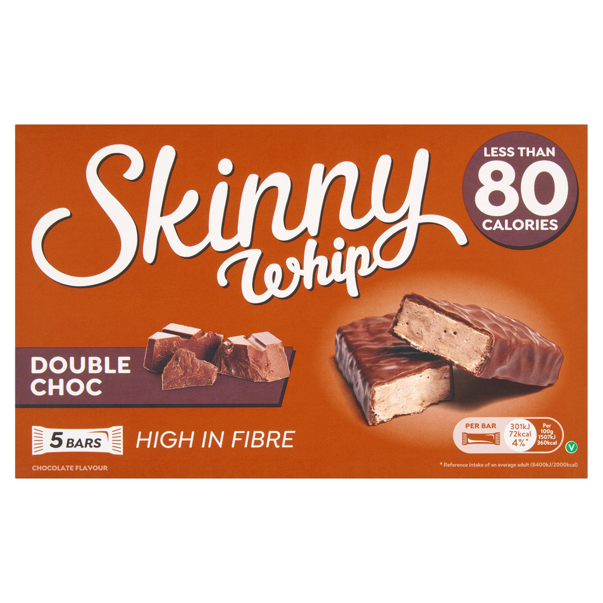 Skinny Whip Double Chocolate Nougat Bars 5 x 20 g