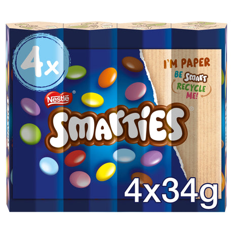 Smarties Milk Chocolate Tube Multi-Pack 34 g 4 Pack
