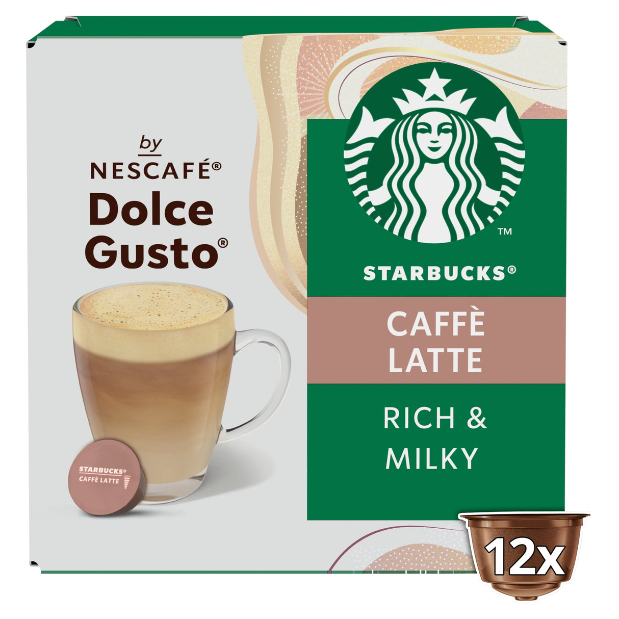 Starbucks Caffe Latte By Nescafe Dolce Gusto Coffee Pods x 12 121.2 g