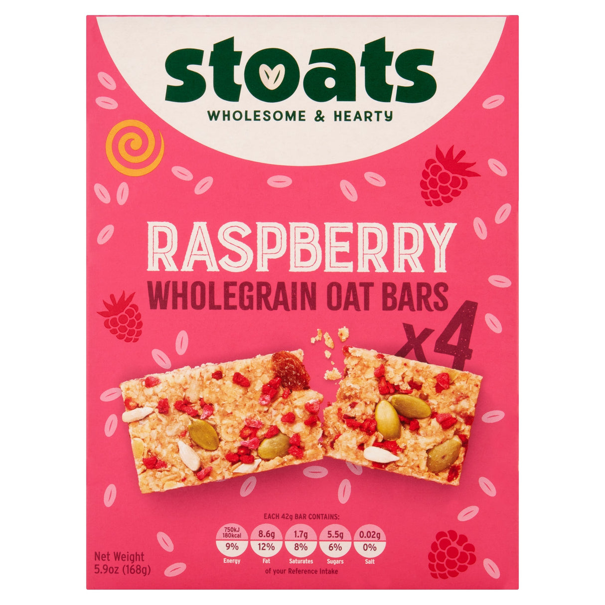 Stoats Raspberry & Honey Porridge Oat Bars 4 x 42 g 168 g