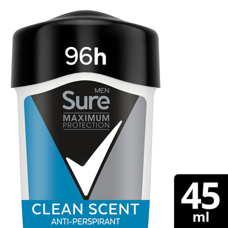 Sure Men Clean Scent 96 Hour Maximum Protection Anti-Perspirant Deodorant Cream 45 ml