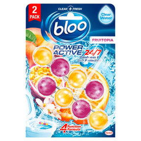 Bloo Power Active Fruitopia Toilet Rim Block Twin 2 x 50 g