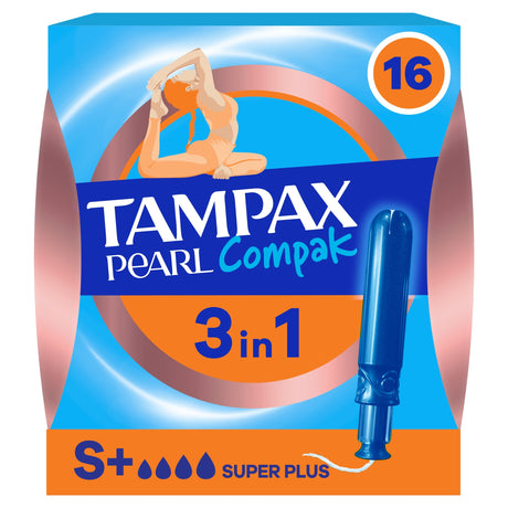 Tampax Pearl Compak Super Plus Tampons With Applicator x 16
