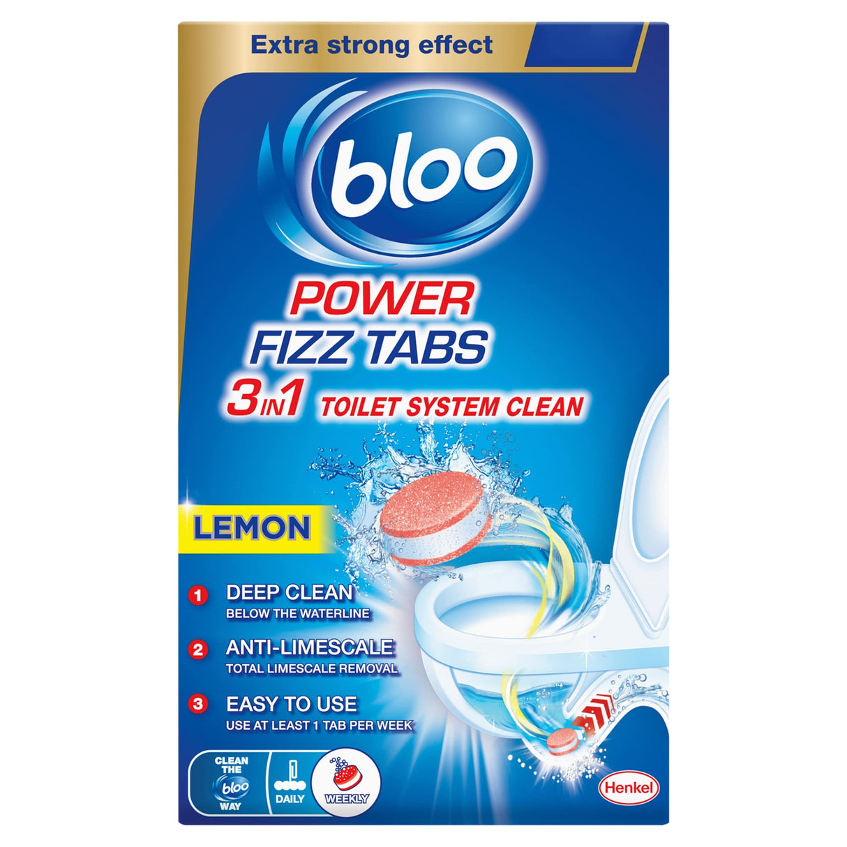 Bloo Power Fizz Tabs 3 in 1 Toilet System Clean Lemon 8 x 22.5 g