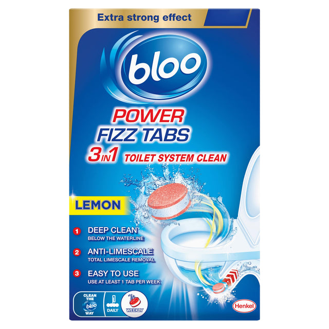 Bloo Power Fizz Tabs 3 in 1 Toilet System Clean Lemon 8 x 22.5 g