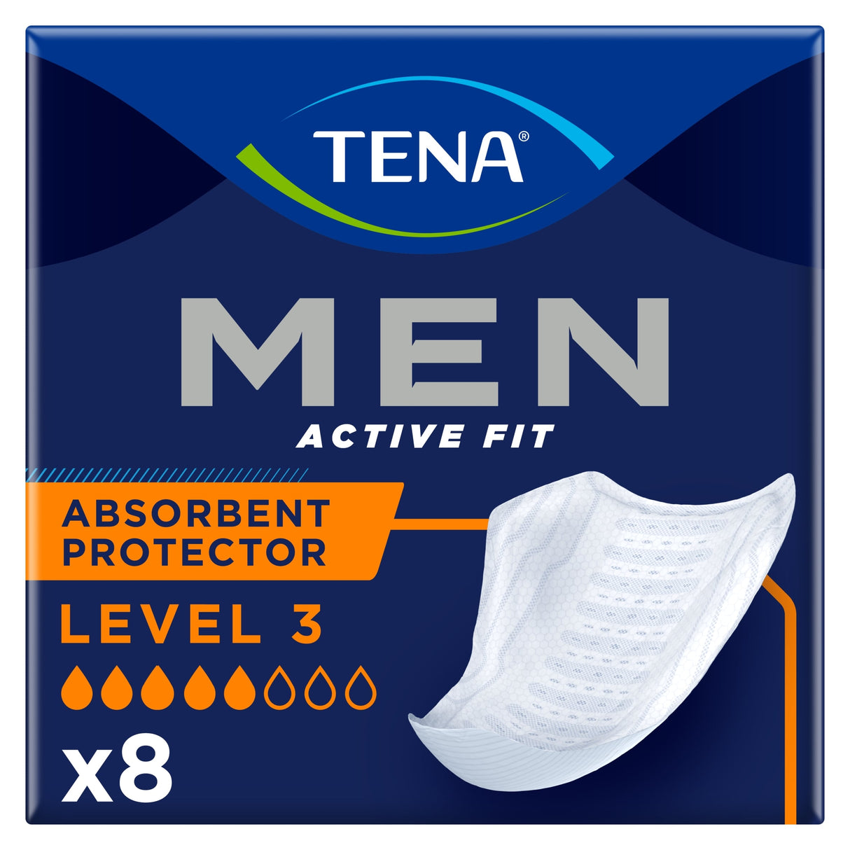 Tena Men Absorbent Protector Level 3 Incontinence Pads 8 Pack