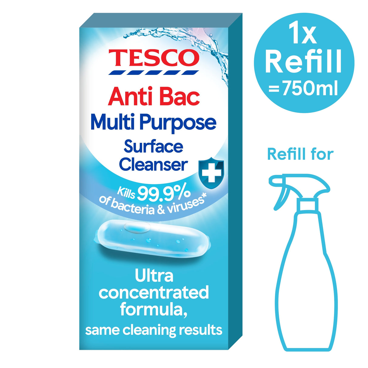 Tesco Anti-Bacterial Multi Purpose Cleaner Refill 9 ml