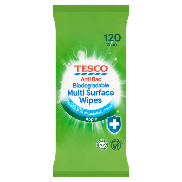 Tesco Anti-Bacterial Multi Surface 120 Wipes Apple
