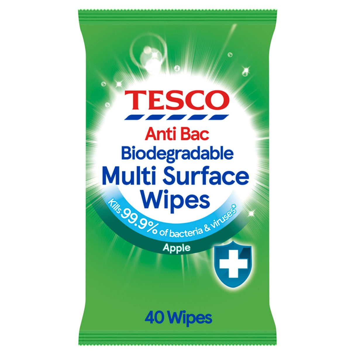 Tesco Anti-Bacterial Multi Surface Wipes Apple 40 Pack