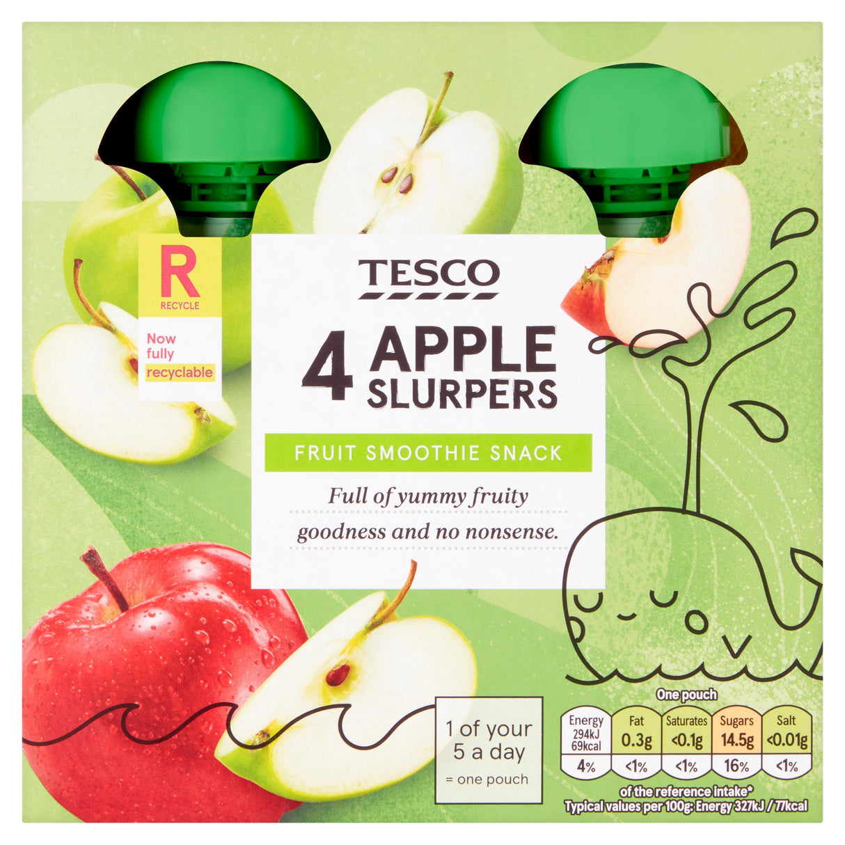 Tesco Apple Fruit Slurpers 4 x 90 g
